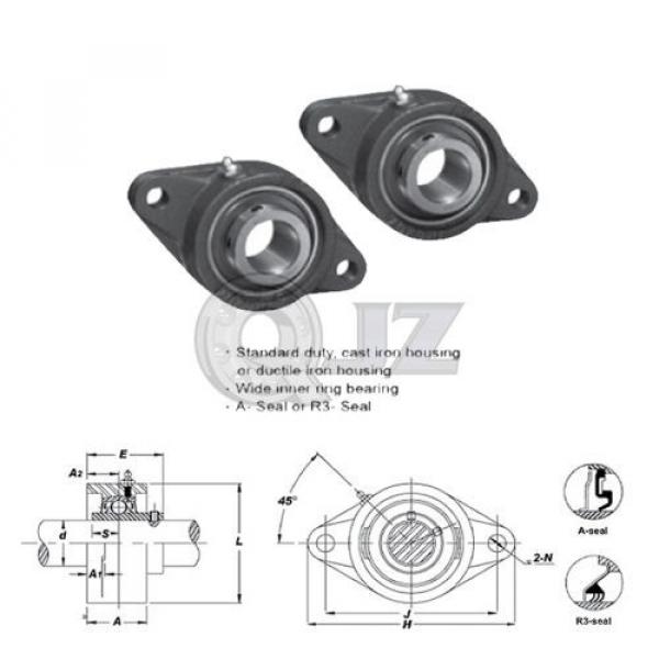 2x 20 mm 2-Bolts Flange Units Cast Iron UCFL204 Mounted Bearing UC204 + FL204 #2 image