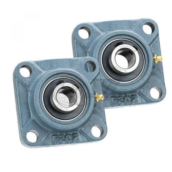 2x 40 mm Square Flange Units Cast Iron UCF208 Mounted Bearing UC208+F208 New #1 image